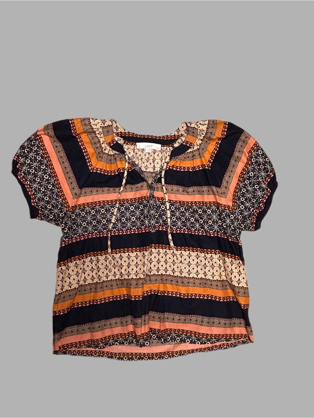 LOFT Petite “Foulard” Short Sleeve Blouse